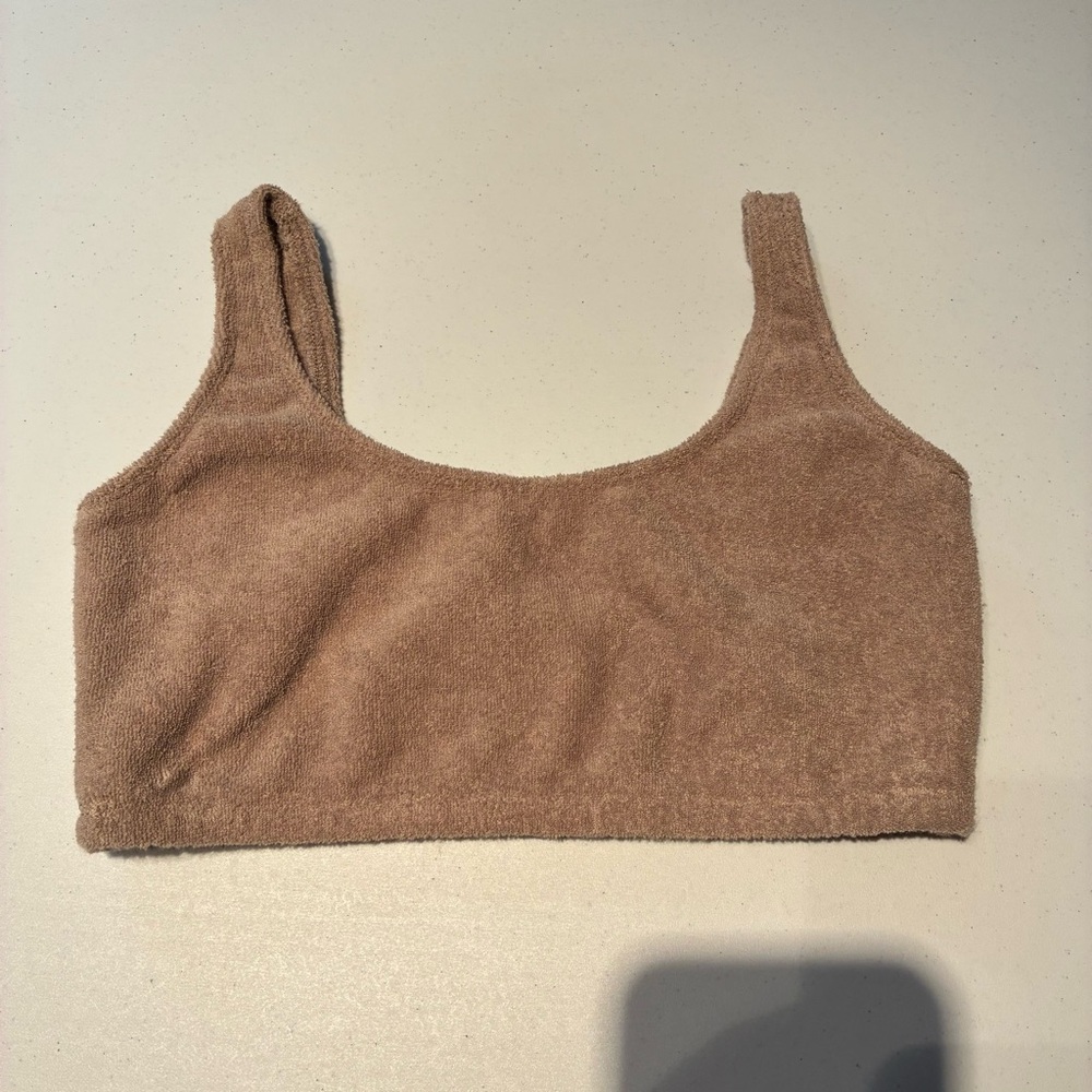 Skims M Terry Scoop Bralette in Desert Neutral Tan Size Medium - Picture 2 of 5